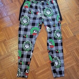 Munki Munki Festive Peanuts 2 Pc Christmas Pajama Set Size Large Nwot